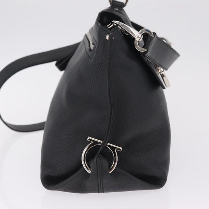 Salvatore Ferragamo Sofia Satchel Grainy Leather, Black, Leather, Handbag