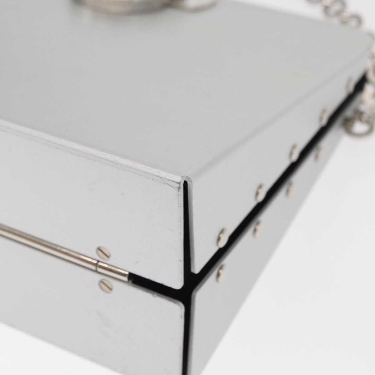 Salvatore Ferragamo Vintage Gancini Chain Leather, Silver, Stainless Steel, Shoulder Bag