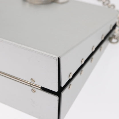 Salvatore Ferragamo Vintage Gancini Chain Leather, Silver, Stainless Steel, Shoulder Bag