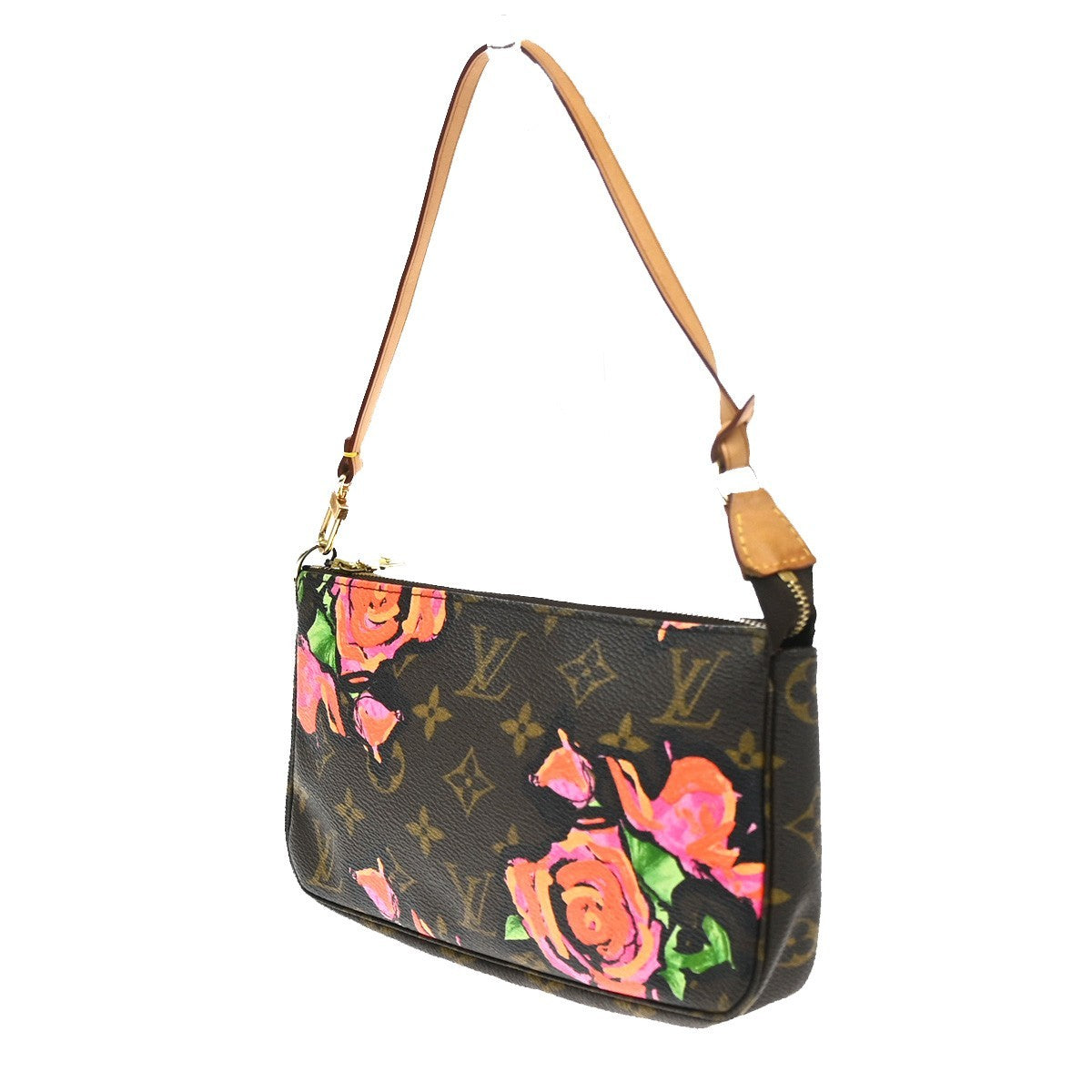 Louis Vuitton Pochette Accessoires Limited Edition Monogram Roses, Brown, Canvas, Clutch