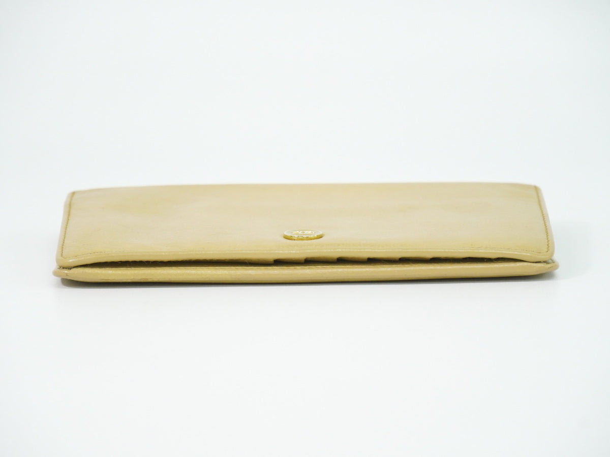 Chanel CC bifold wallet leather, Beige, Leather, Wallet