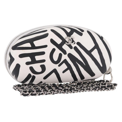 Chanel Coco Neige Zip Around Sunglasses Case with Chain Printed Leather, White, Leather, Sunglasses