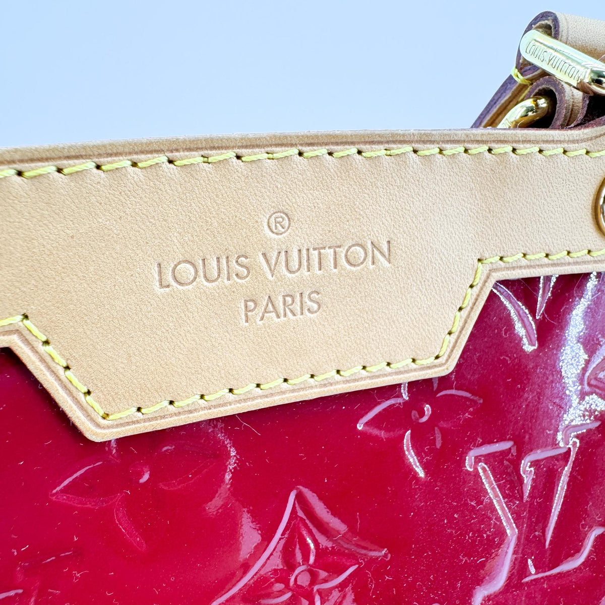 Louis Vuitton Sherwood Monogram Vernis, Beige, Patent Leather, Handbag