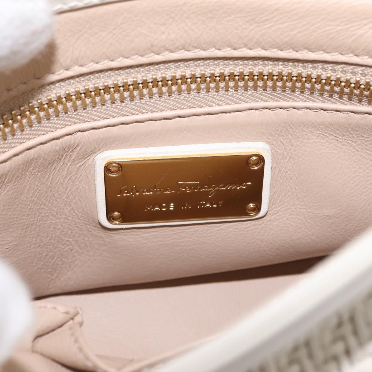 Salvatore Ferragamo Sofia Satchel Woven Leather, White, Leather, Handbag