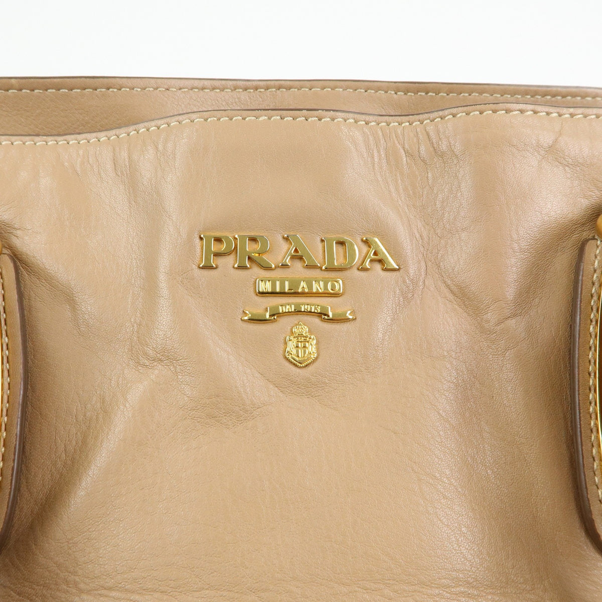 Prada Convertible Shopper Soft Calf, Brown, Leather, Tote Bag