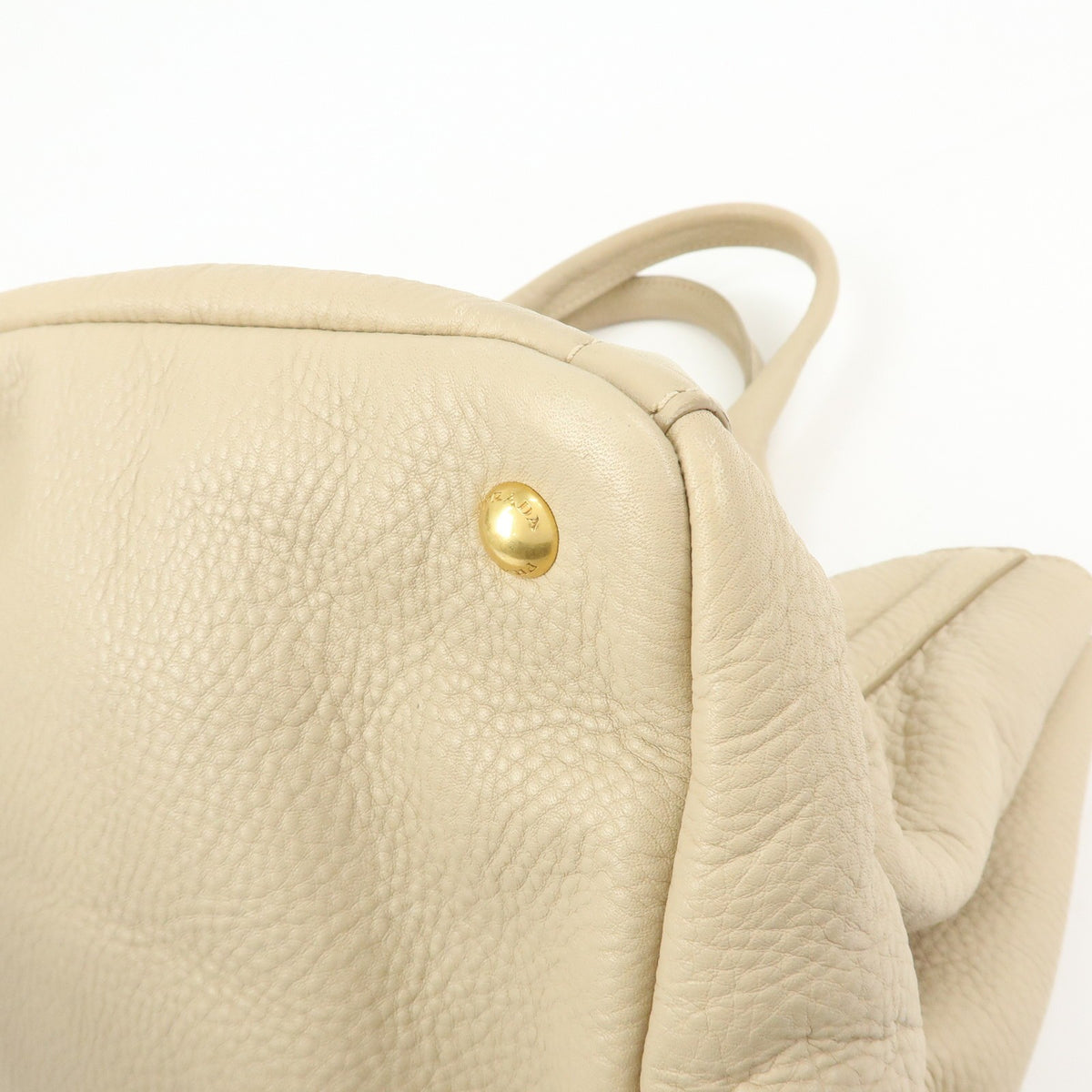 Prada Canapa Vitello Daino, Beige, Leather, Tote Bag