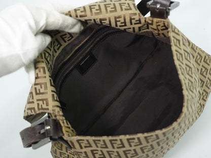 Fendi Zucchino Canvas Mamma Baguette Canvas, Brown, Canvas, Shoulder Bag