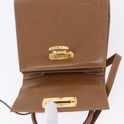 Salvatore Ferragamo Gancini Convertible Top Handle Leather, Brown, Leather, Handbag