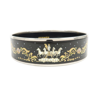 Hermes Bangle Printed Enamel, Silver, Silver Plated, Bracelet