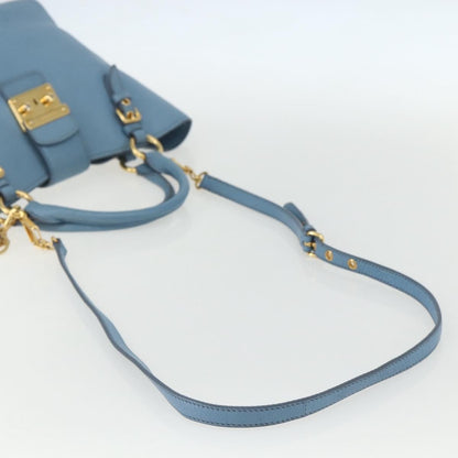 Miu Miu Madras Convertible Lock Leather, Blue, Leather, Tote Bag