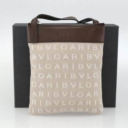 Bvlgari Logomania Canvas with Leather, Beige, Canvas, Shoulder Bag