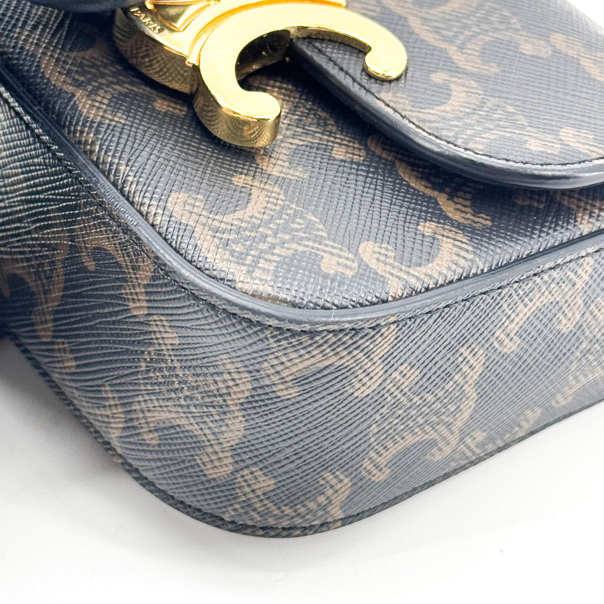 Celine Triomphe Triomphe Coated Canvas, Black, Canvas, Shoulder Bag
