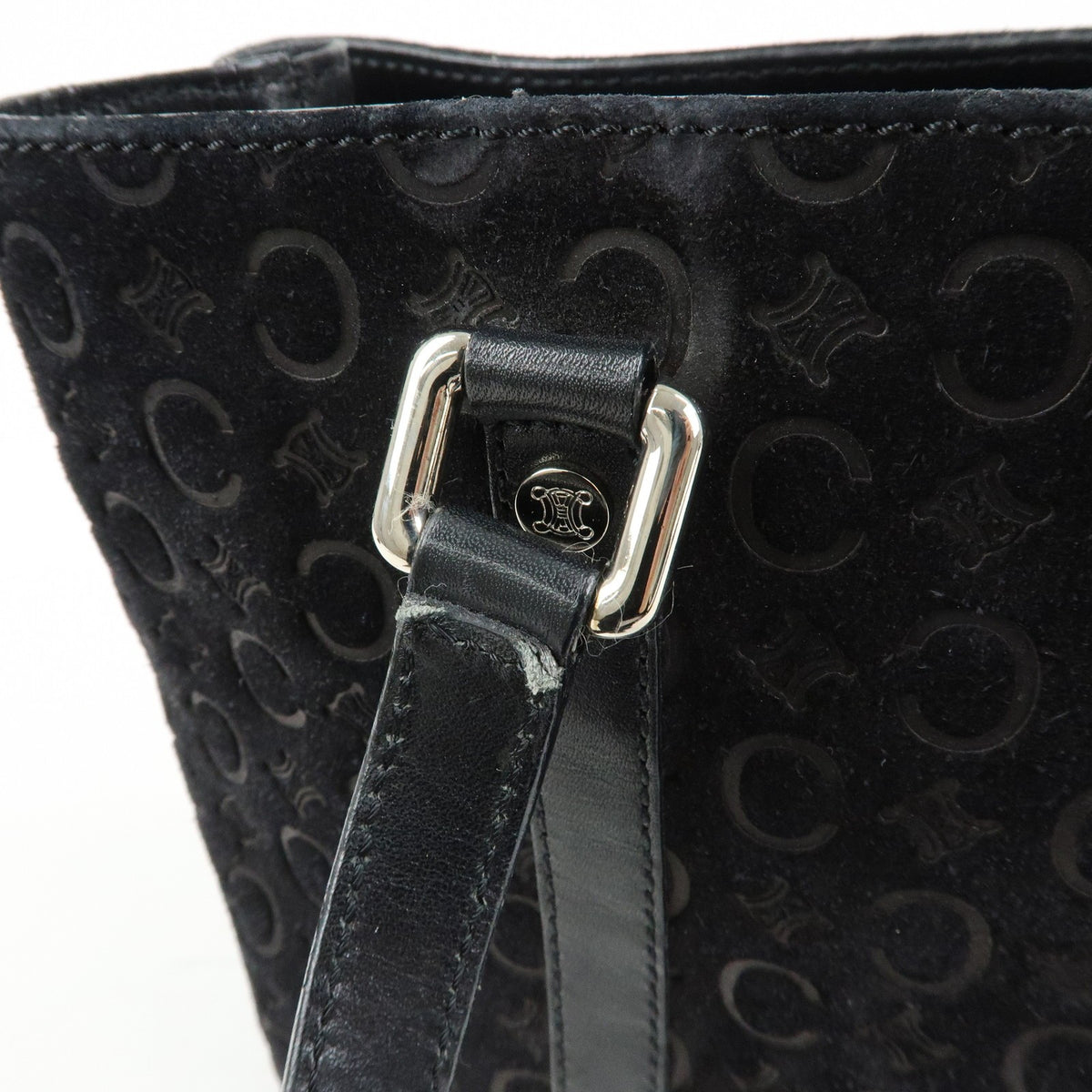 Celine C Macadam Tote PVC leather/ Macadam canvas, Black, Suede, Shoulder Bag