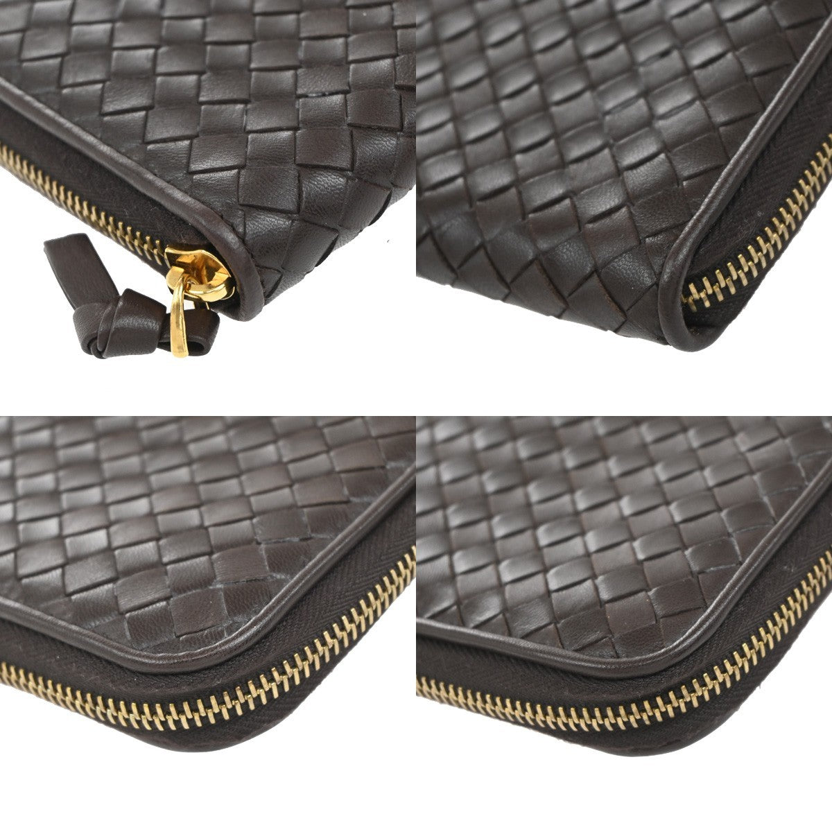 Bottega Veneta Intrecciato Long Zip Leather, Brown, Leather, Wallet