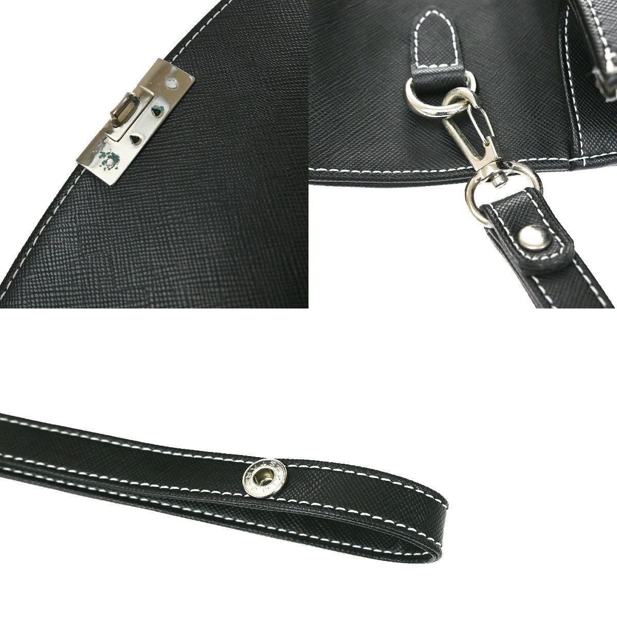 Saint Laurent Front Logo Plaque Convertible Clutch Leather, Black, Leather, Clutch
