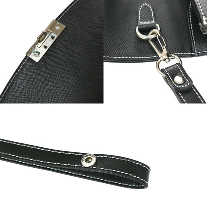 Saint Laurent Front Logo Plaque Convertible Clutch Leather, Black, Leather, Clutch