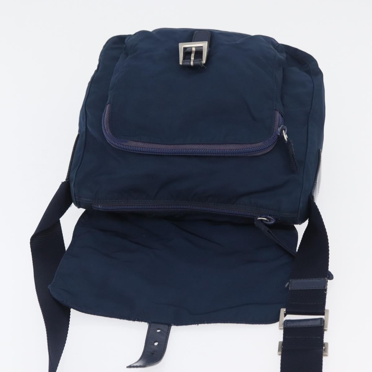 Prada Buckle Messenger Tessuto, Navy, Nylon, Handbag