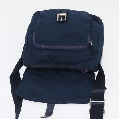Prada Buckle Messenger Tessuto, Navy, Nylon, Handbag