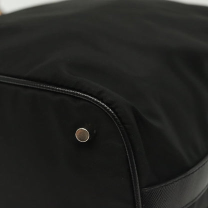 Prada Double Pocket Drawstring Tessuto, Black, Nylon, Shoulder Bag