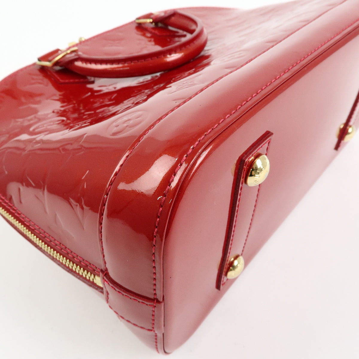 Louis Vuitton Alma Monogram Vernis, Red, Patent Leather, Handbag