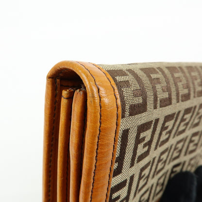 Fendi Bifold Zucca Coated Canvas, Beige, Canvas, Wallet