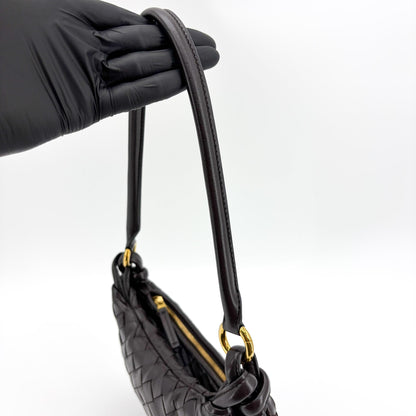 Bottega Veneta Gemelli Intrecciato Leather, Black, Leather, Shoulder Bag