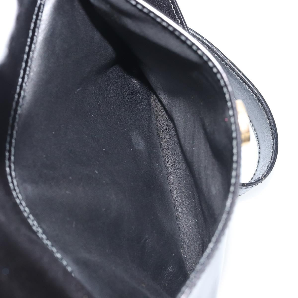 Celine Circle Logo Leather, Black, Leather, Shoulder Bag