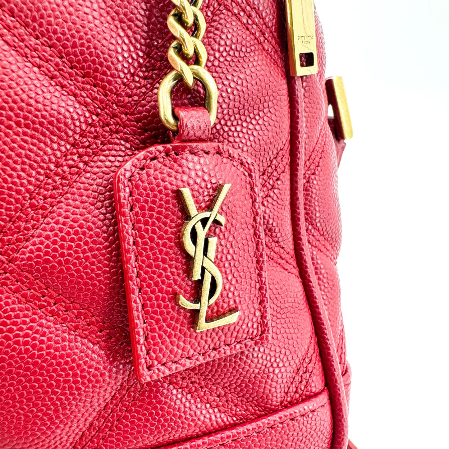 Saint Laurent 80's Vanity Quilted Leather, Red, Leather, Handbag