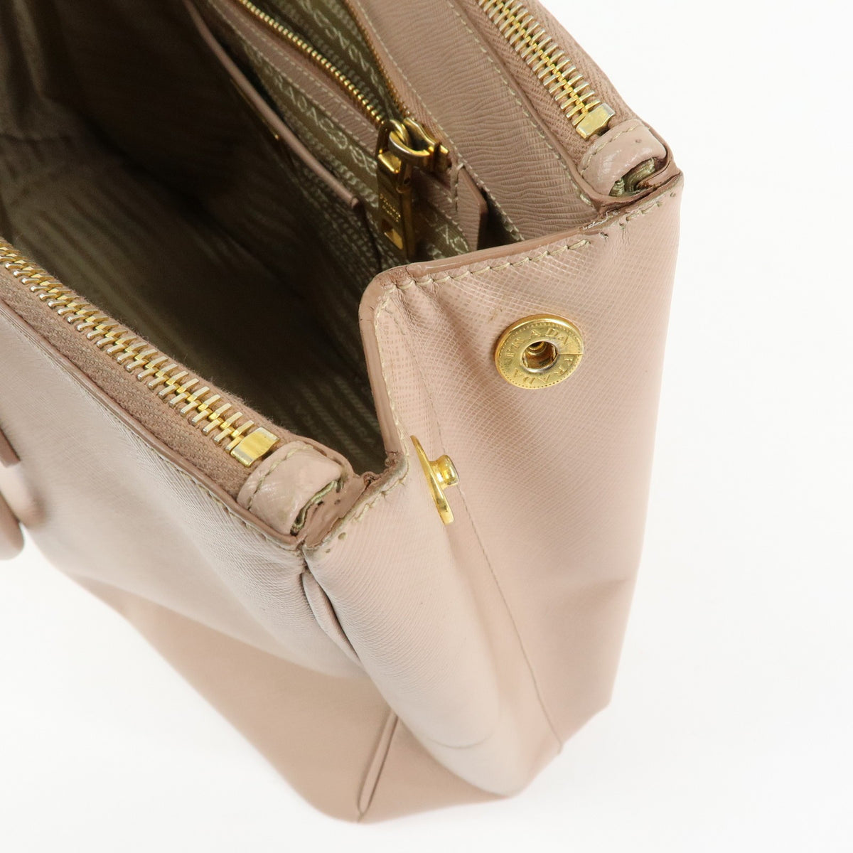 Prada Galleria Double Zip Saffiano Leather, Pink, Leather, Tote Bag