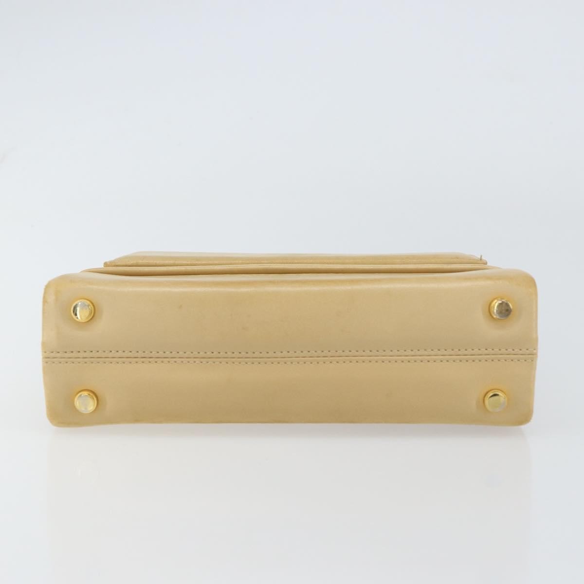 Salvatore Ferragamo Vintage Chain Leather, Beige, Leather, Handbag