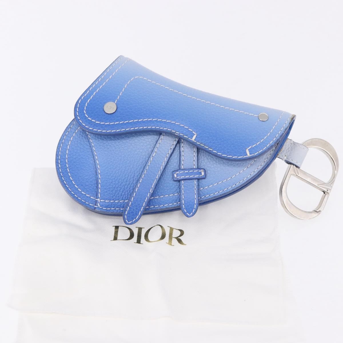Christian Dior Saddle Wristlet Clutch Leather, Blue, Leather, Clutch