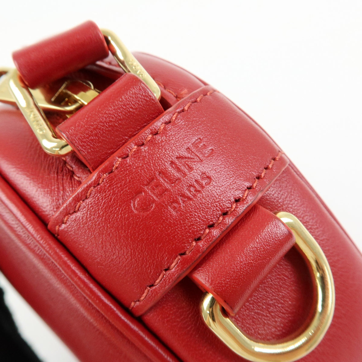 Celine C Charm Camera Quilted Leather, Red, Leather, Handbag