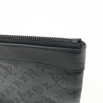Louis Vuitton Pochette To-Go Monogram Shadow Leather, Black, Leather, Clutch