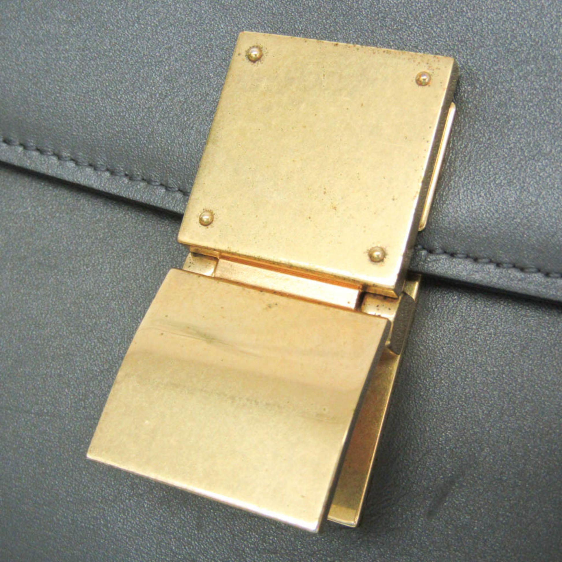 Celine Classic Box Smooth Leather, Gray, Leather, Handbag