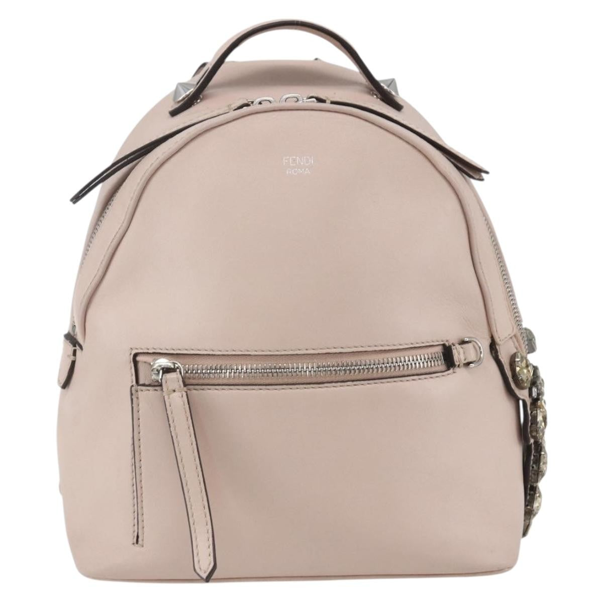 Fendi By The Way Leather, Beige, Leather, Backpack