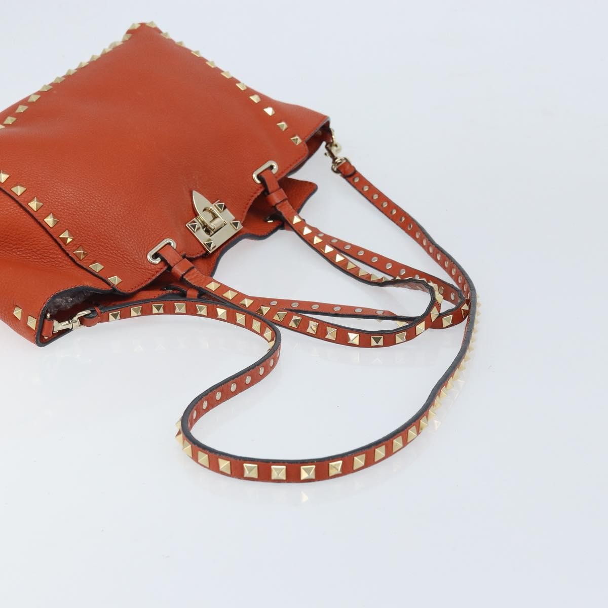 Valentino Garavani Rockstud Tote Soft Leather, Orange, Leather, Tote Bag