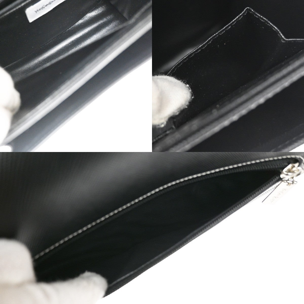 Saint Laurent Front Logo Plaque Convertible Clutch Leather, Black, Leather, Clutch