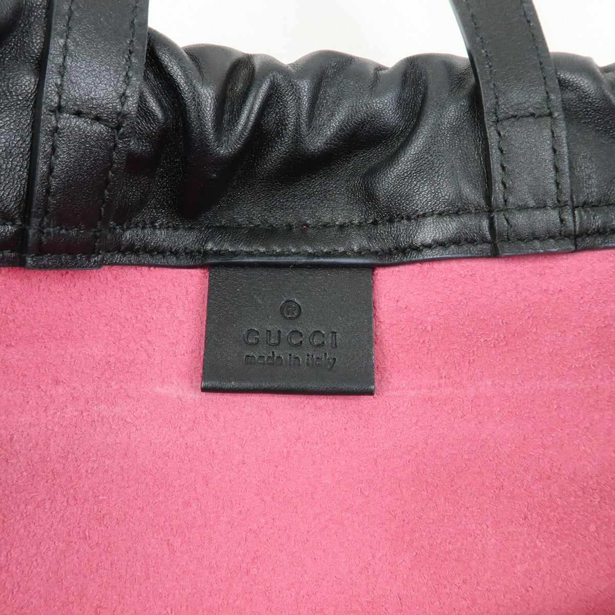 Gucci Logo Drawstring Printed Leather, Pink, Leather, Backpack