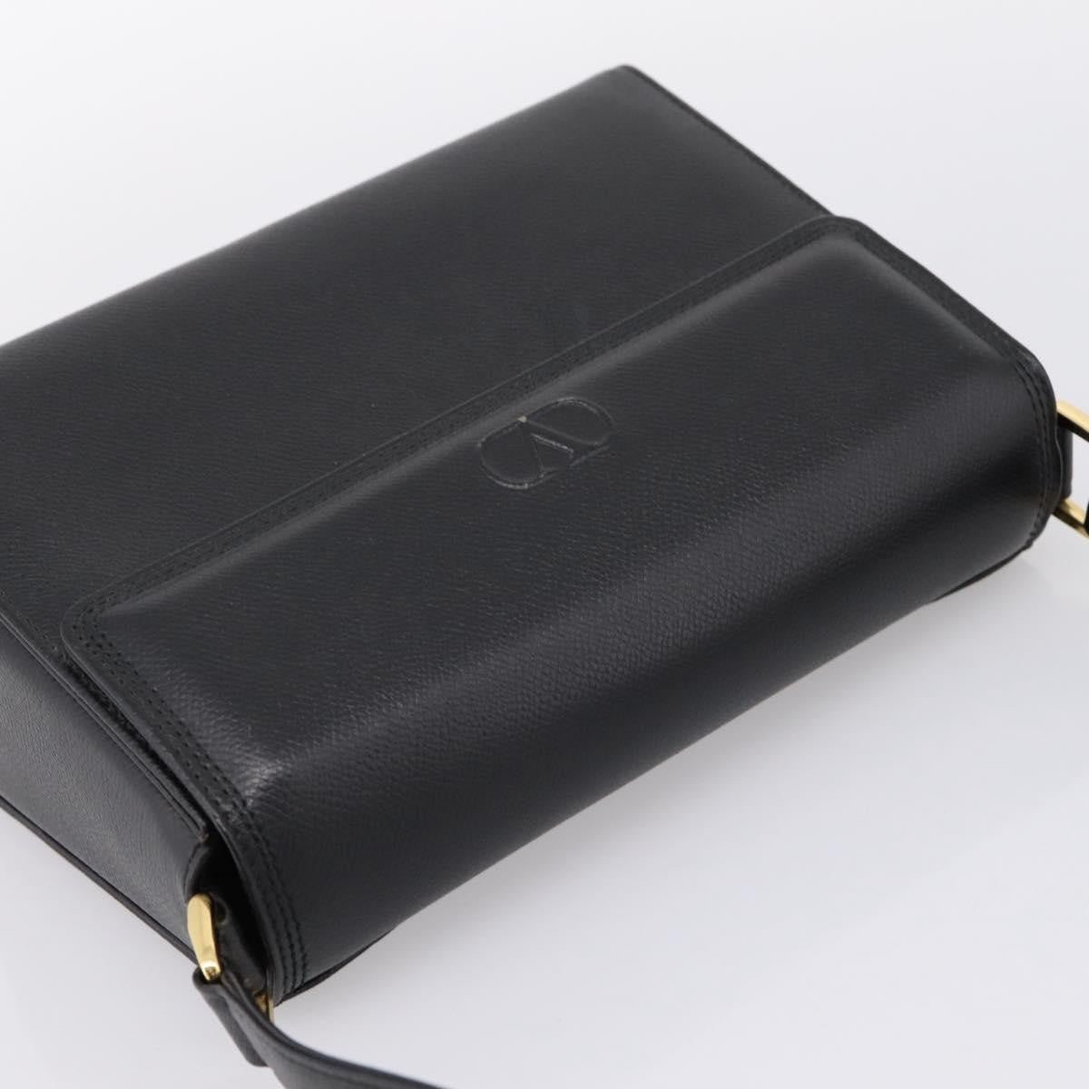 Valentino Garavani VLogo Leather, Black, Leather, Shoulder Bag