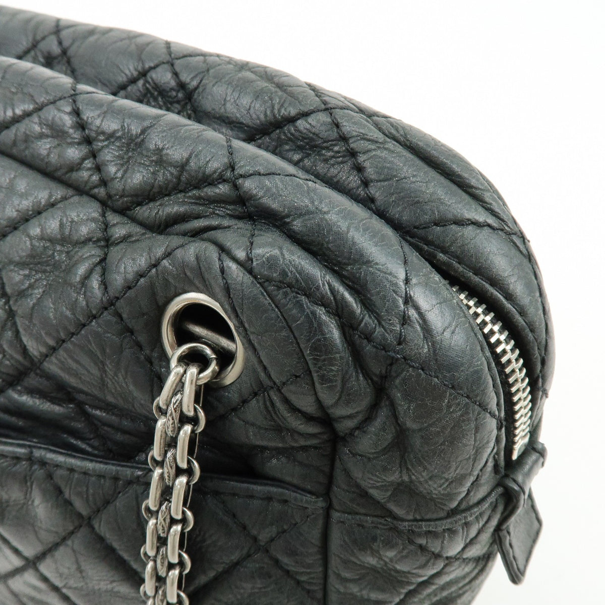 Chanel Shoulder Quilted Leather, Black, Calfskin, Shoulder Bag
