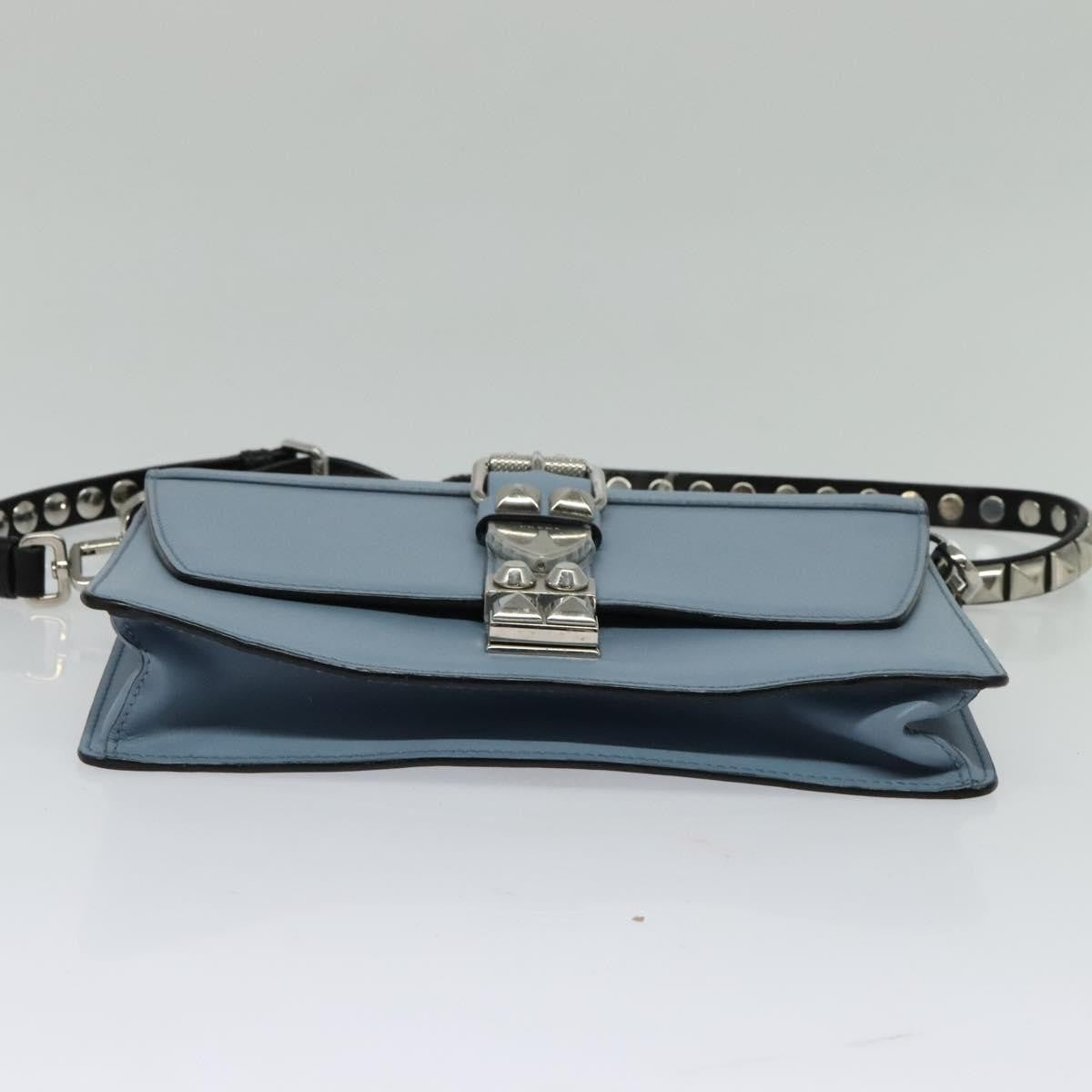Prada Elektra Studded Leather, Blue, Leather, Shoulder Bag