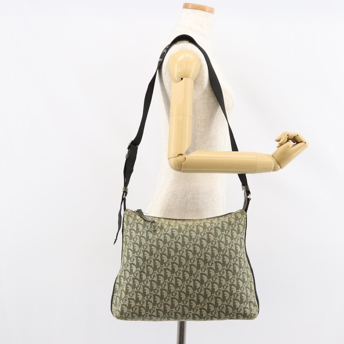 Christian Dior Vintage Trotter Canvas, Green, Canvas, Shoulder Bag