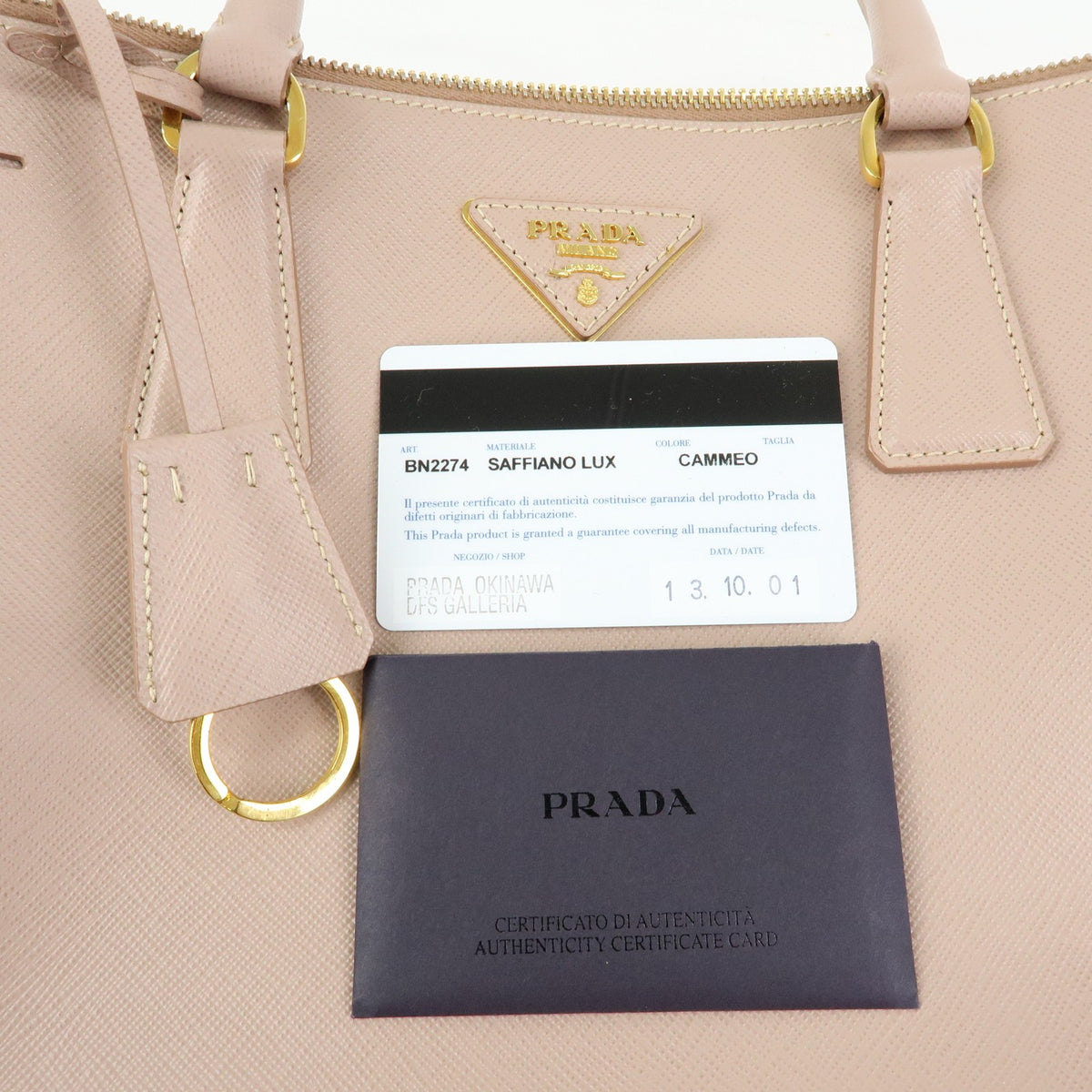 Prada Galliera Saffiano Leather with Applique, Pink, Leather, Handbag