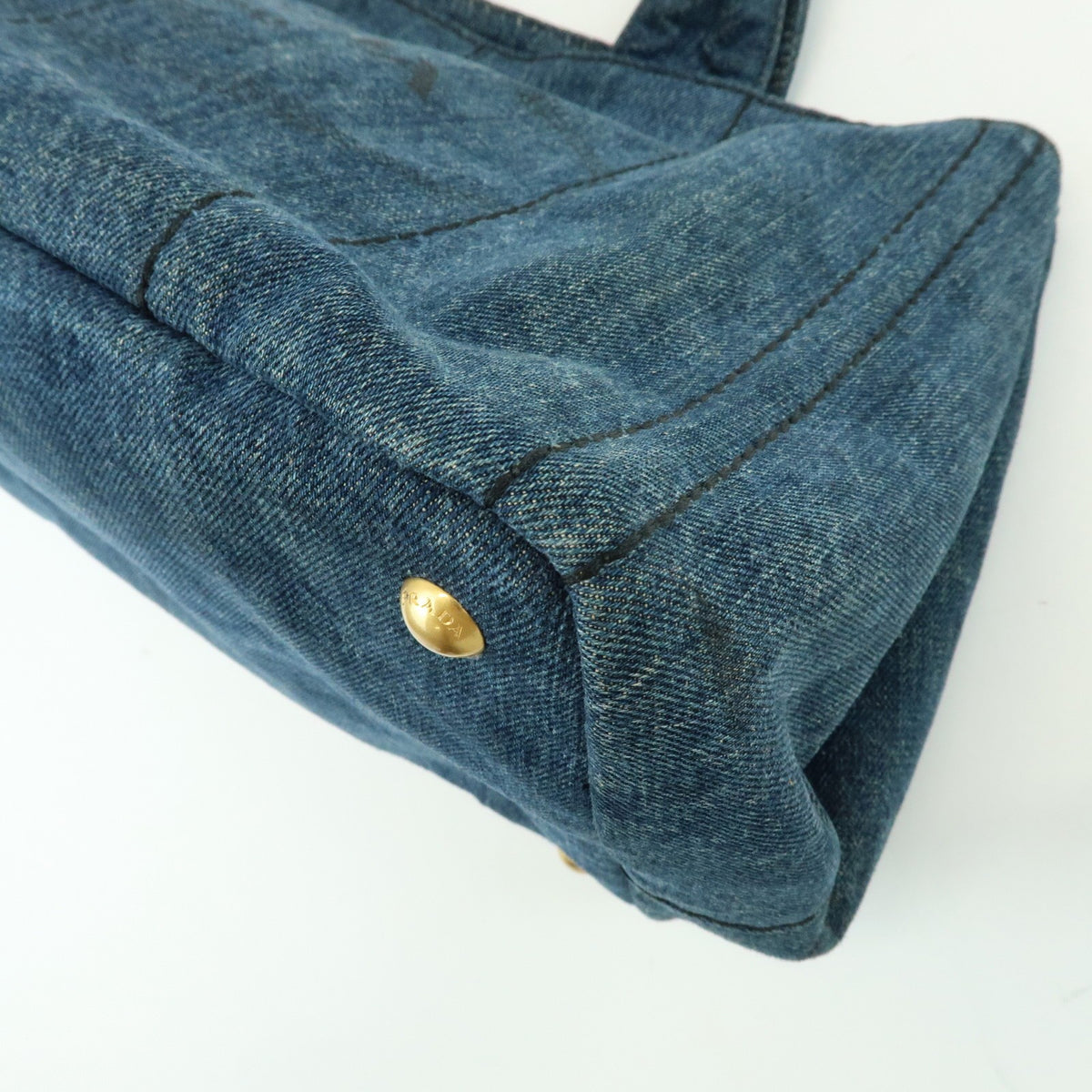 Prada Canapa Denim, Blue, Denim, Tote Bag
