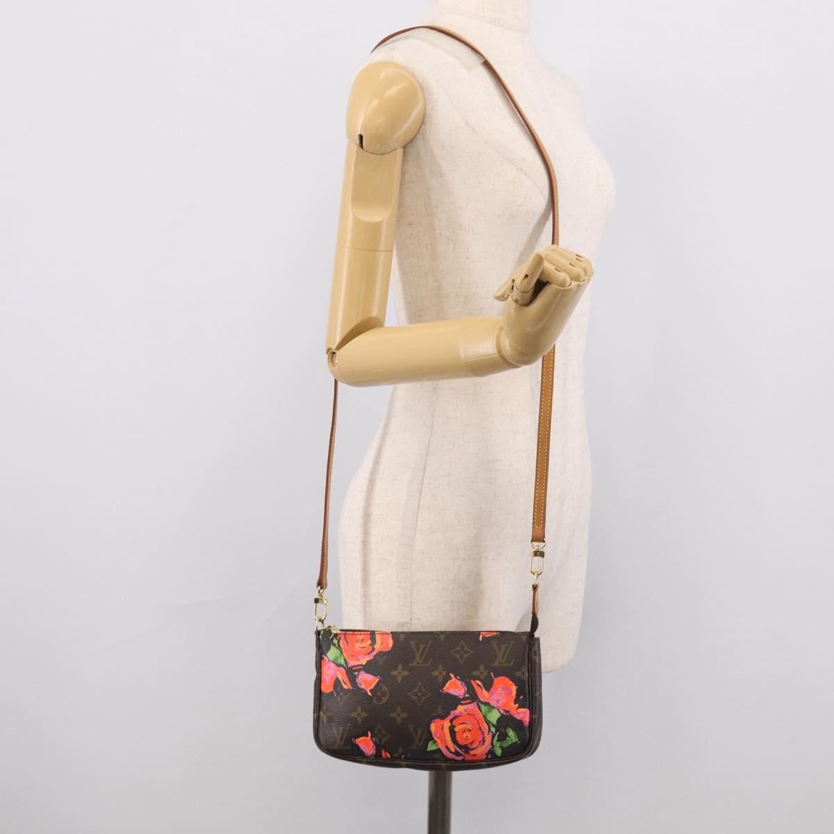 Louis Vuitton Pochette Accessoires Limited Edition Monogram Roses, Multicolour, Canvas, Clutch