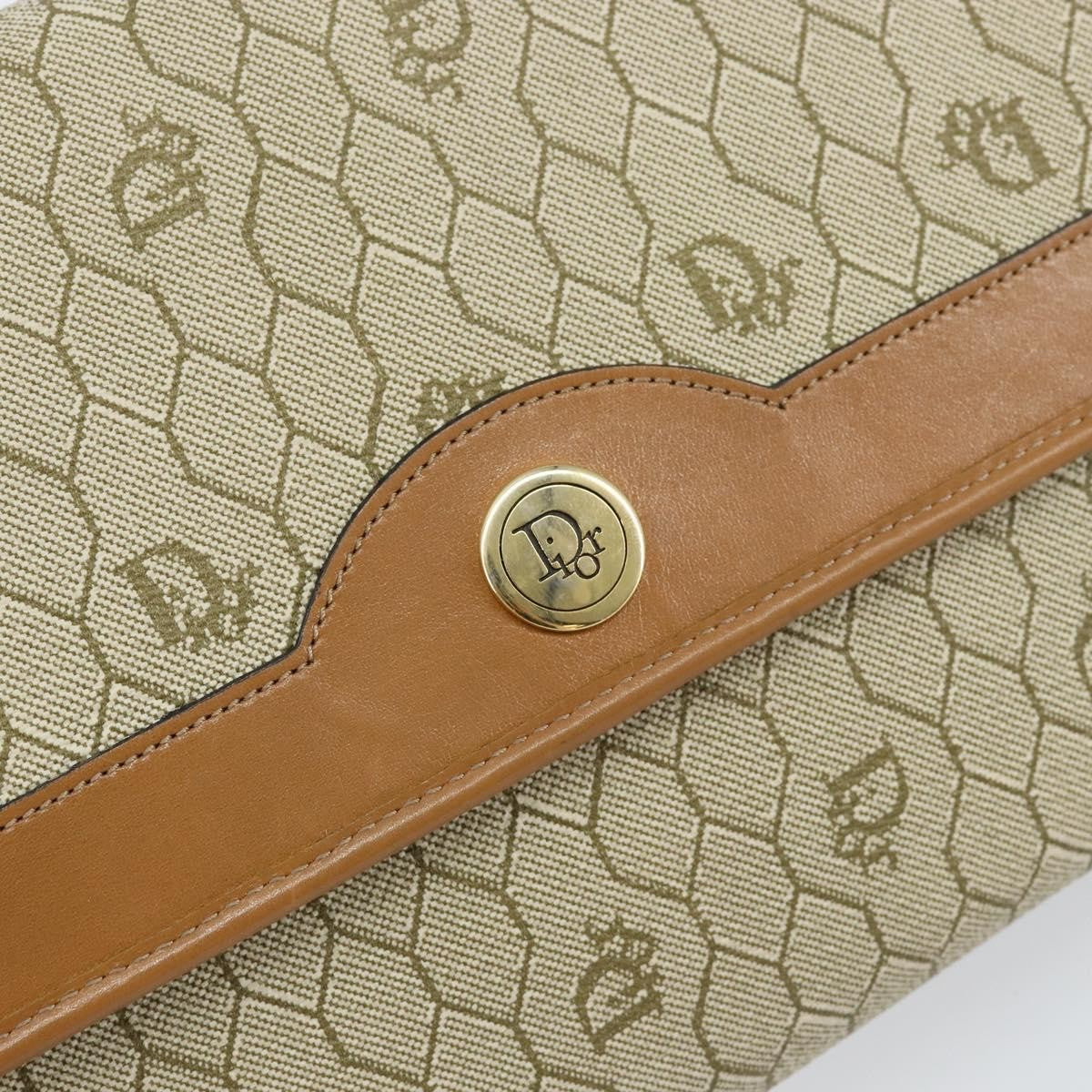 Christian Dior Vintage Honeycomb chain Canvas, Beige, Canvas, Shoulder Bag