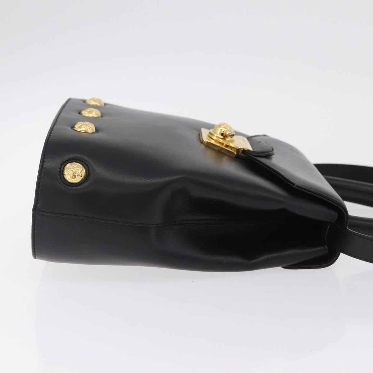 Salvatore Ferragamo Vintage Flap Lock Studded Leather, Black, Leather, Handbag