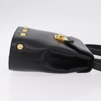 Salvatore Ferragamo Vintage Flap Lock Studded Leather, Black, Leather, Handbag