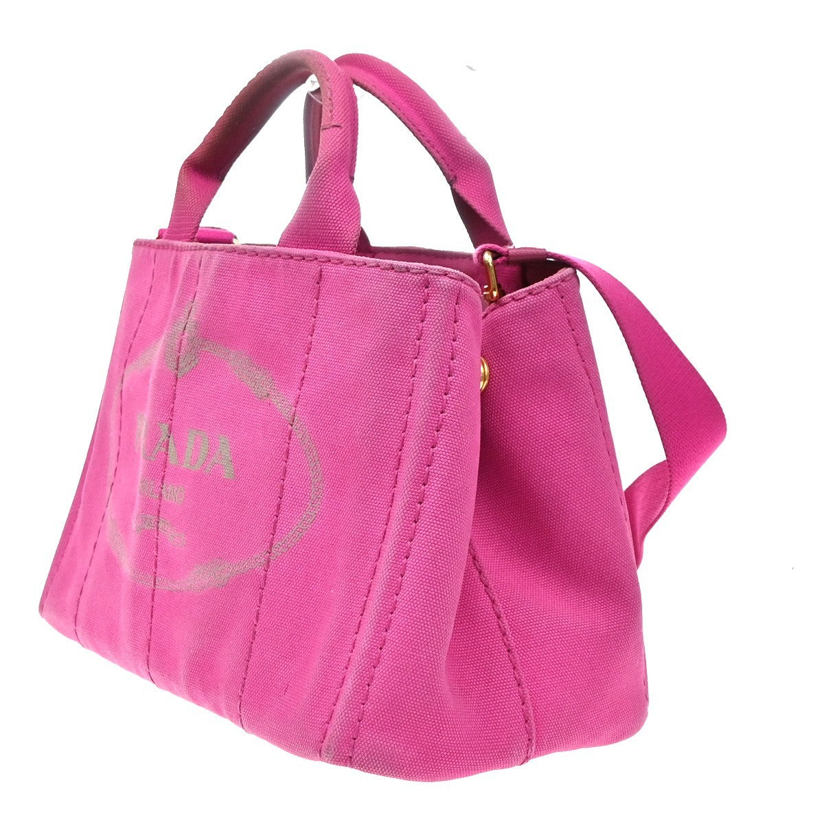 Prada Canapa Open Tote Canvas, Pink, Canvas, Tote Bag