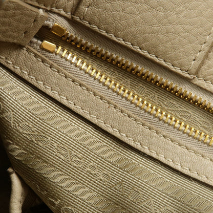 Prada Canapa Vitello Daino, Beige, Leather, Tote Bag